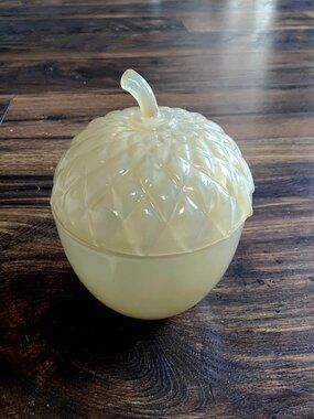 Taupe Glass Acorn Fall Candy Dish